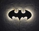 Batman LED Wall Light in white light hung on wall