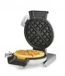Vertical-Waffle-Maker open in horizontal position to reveal waffle