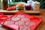 Burger-Patty-Press on table showing burgers