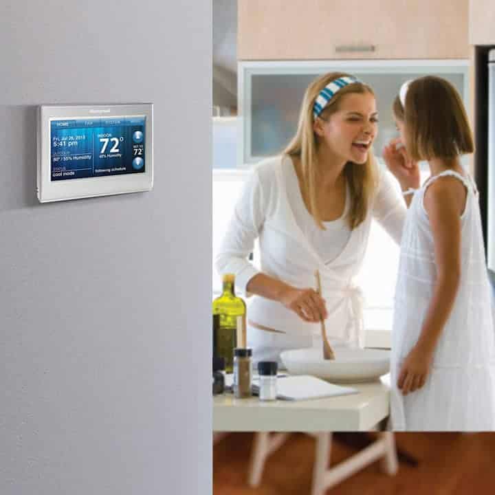 programmable-thermostat on wall at home