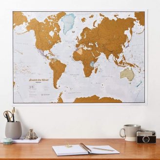 Scratch Off World Travel Map displayed in home or office