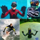 webbed swimming gloves for diving or swimming
