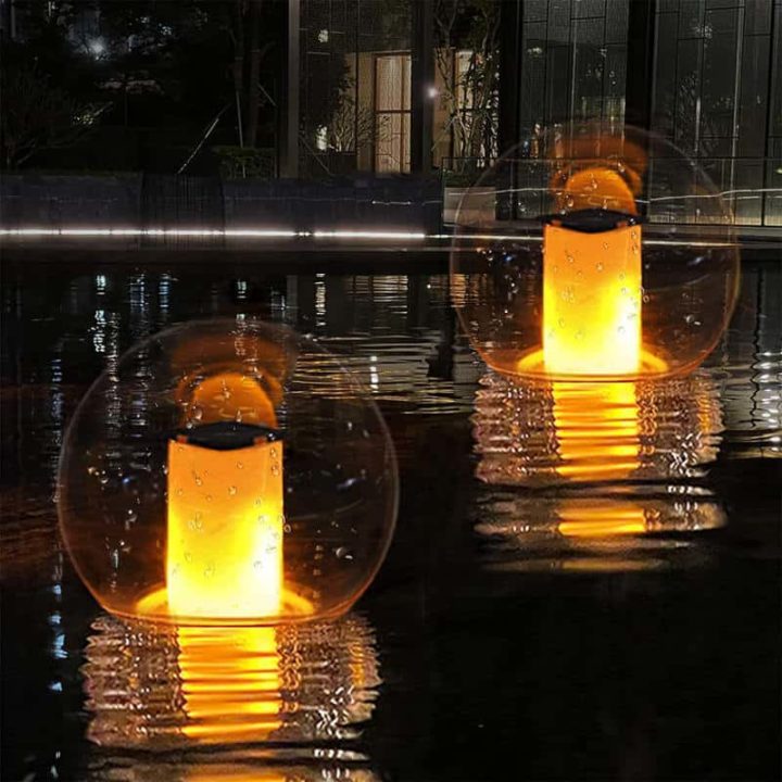 Solar-Powered Flame Pool Lights