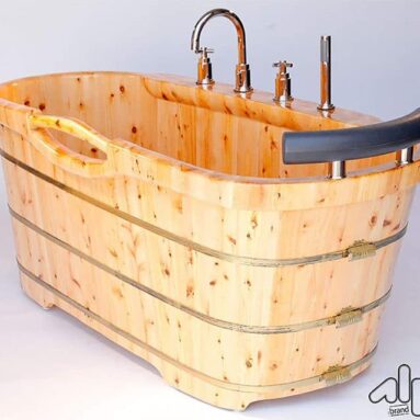Freestanding Cedar Wood Bathtub
