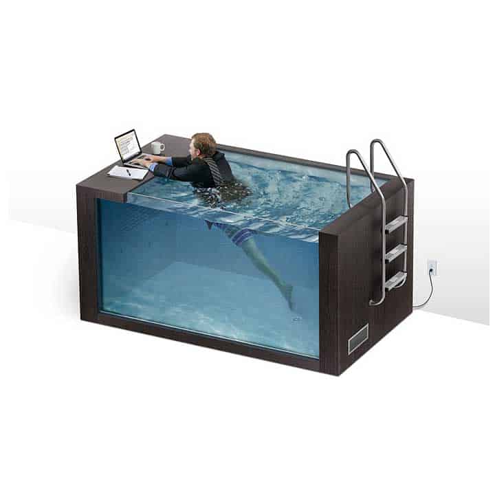 swim-desk with man swimming and working